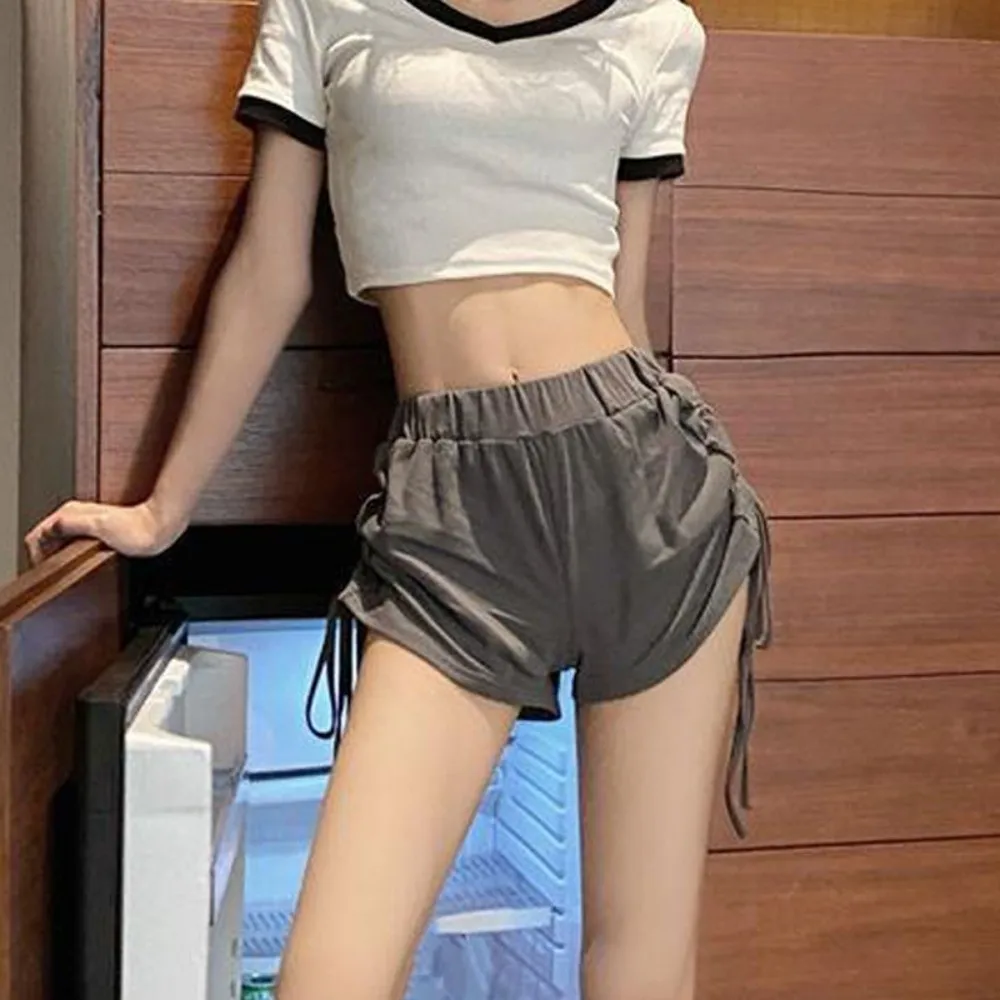 

Спортивные брюки на шнурке, облегающие, с высокой эластичностью, пижамные штаны, женские повседневные брюки, брюки в американском стиле, летние повседневные шорты, спортивные шорты