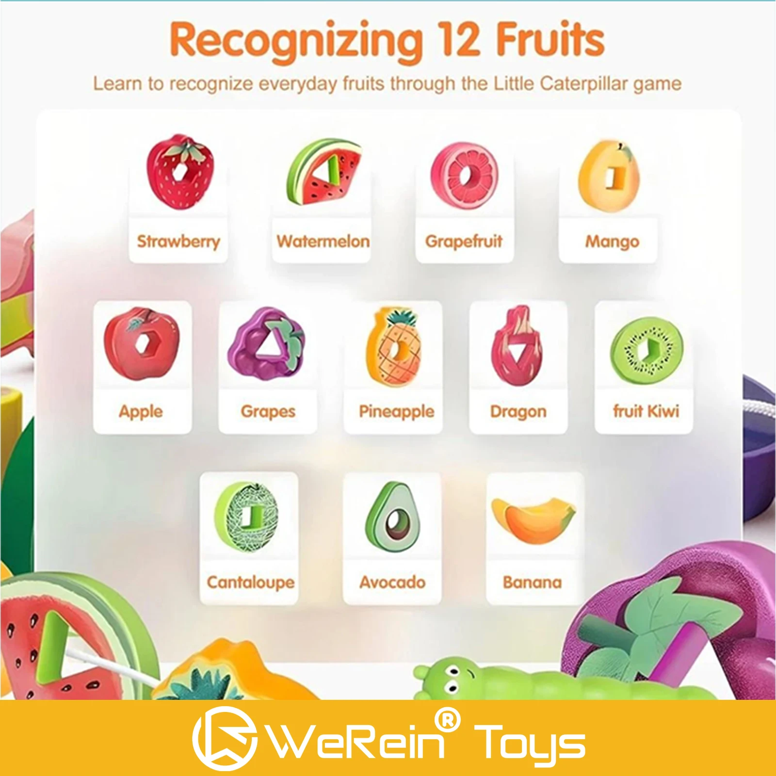 Children's Bead Toy Set - Creative Fruit Food & Traffic Plastic Silicone Material Stringing Educational Plaything