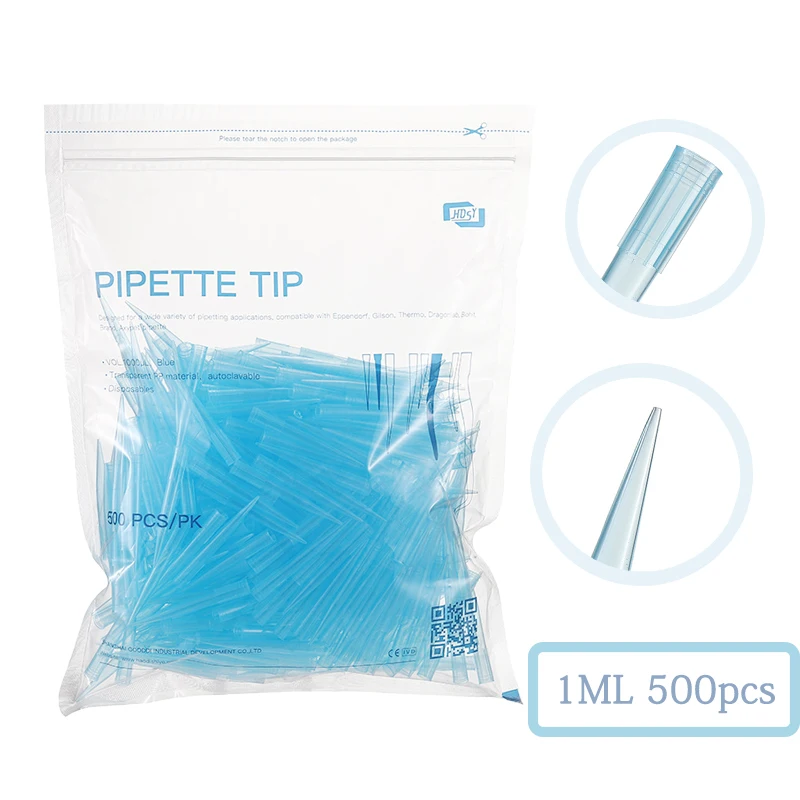 500Pcs/Pack 1ml Laboratory Pipette Tips For Microbiological Test Pipettor Tips/ Disposable Pipette Tip Lab Equipment