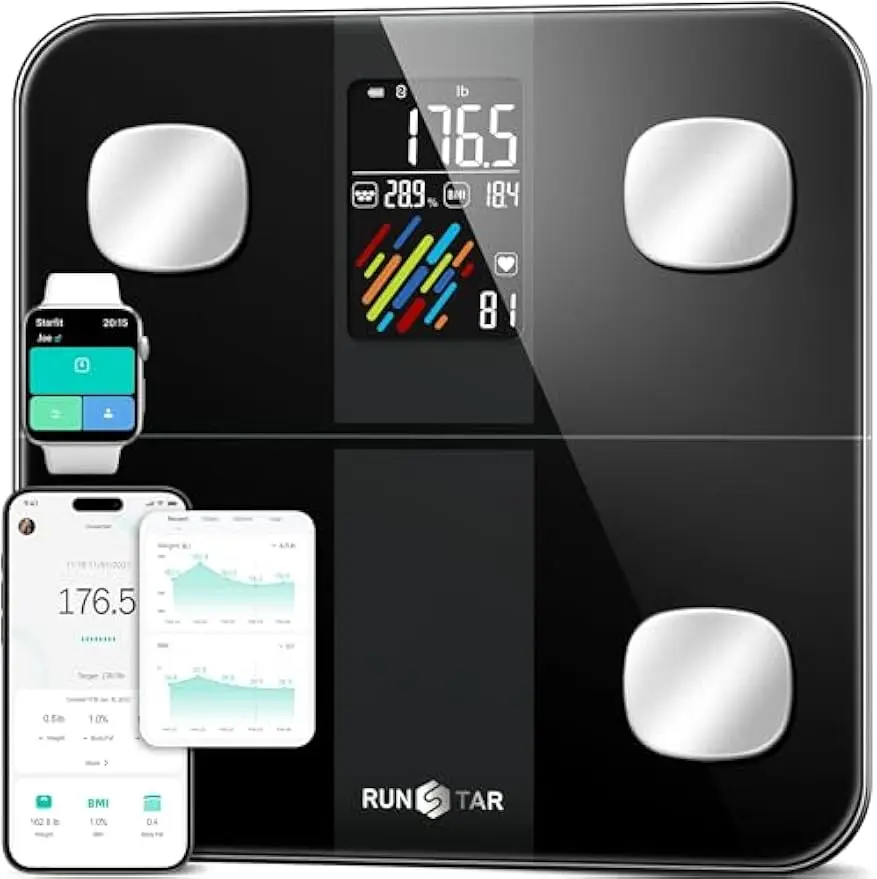 

Smart Body Fat Scale with 22 Metrics, Large Display, Syncs to Fitness Apps, Accurate to 0.1lb, 400lb Capacity