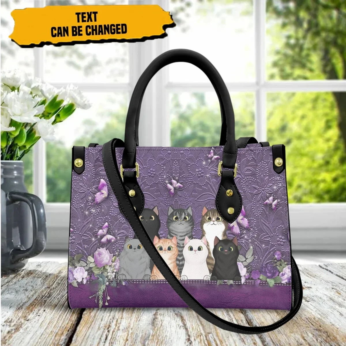 

Cute Cat with Butterfly Design Purple Cross Body Bags for Women Handbags Casual Small Totes Shoulder Bags Woman Bolsa Femme 2023