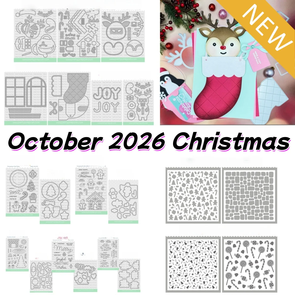 October 2026 New Christmas Reindeer Gingerbread House Metal Cutting Dies Clear Stamps Stencil For DIY Scrapbook Paper Supplies