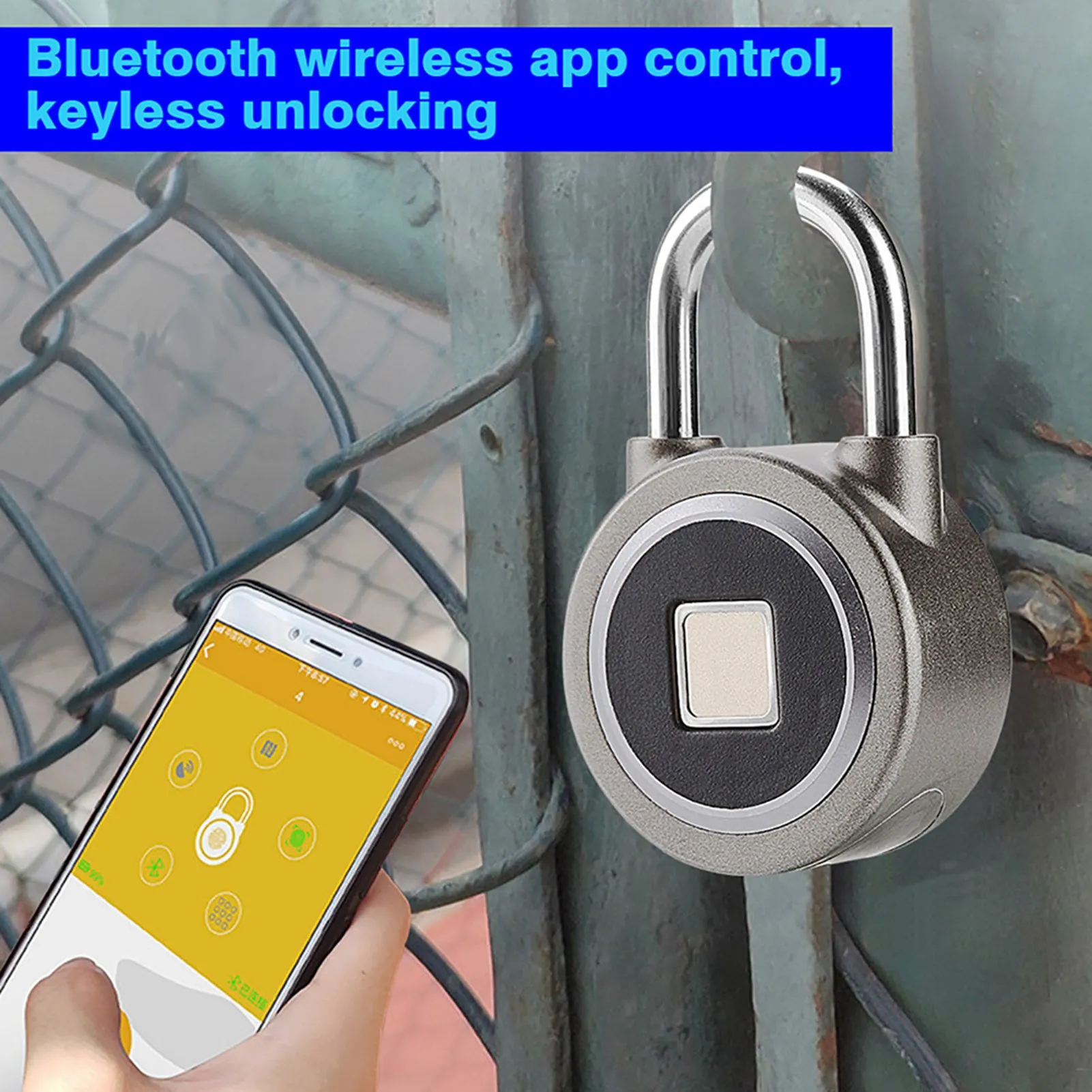 Bluetooth Door Lock Smart Padlock Fingerprint Smart Keyless Waterproof Bluetooth Lock APP Control Security Anti Theft Padlock