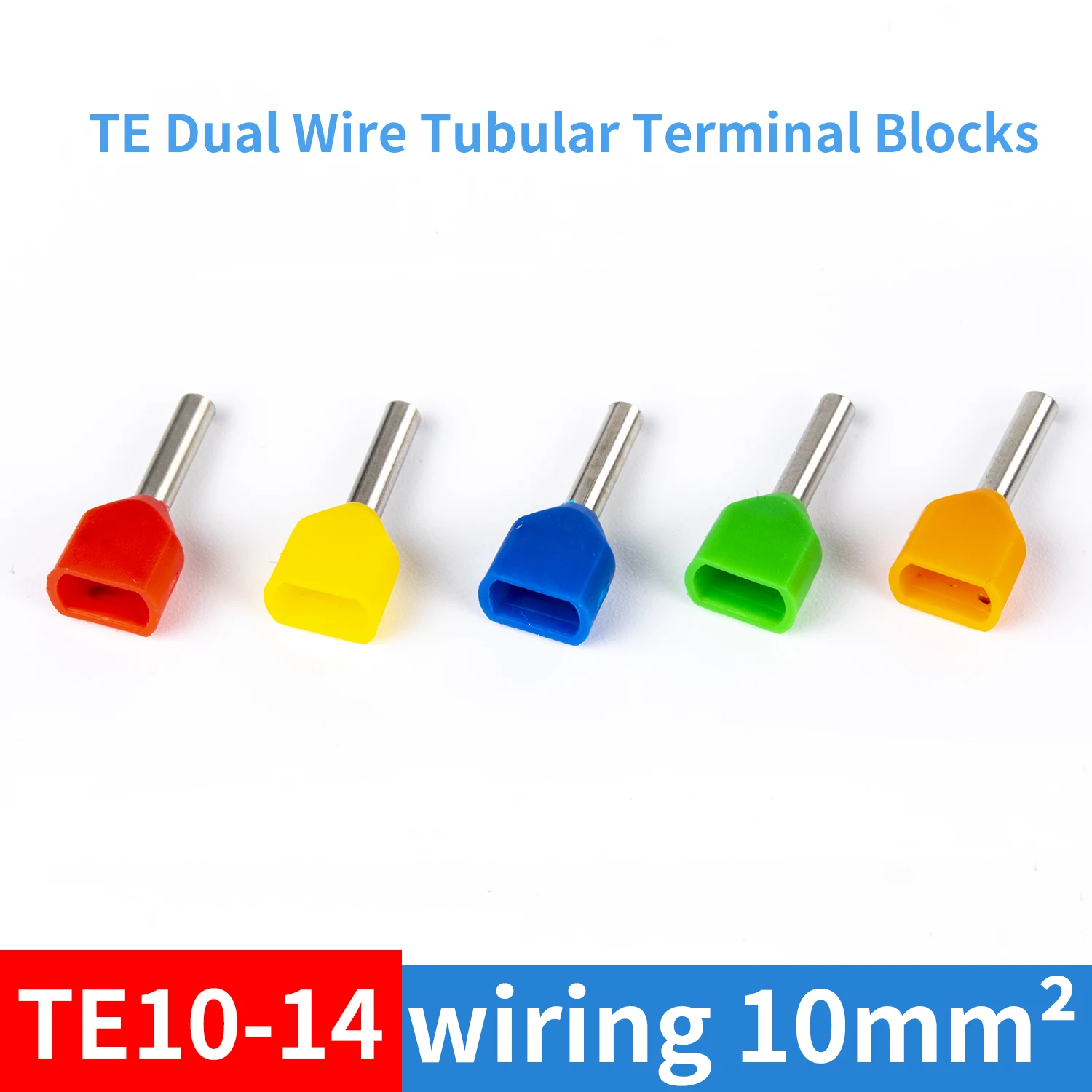 Wire connecting Double tube type crimp terminal blocks TE10-14 Pre-Insulated parallel wiring cold pressed Quick connects 200pcs