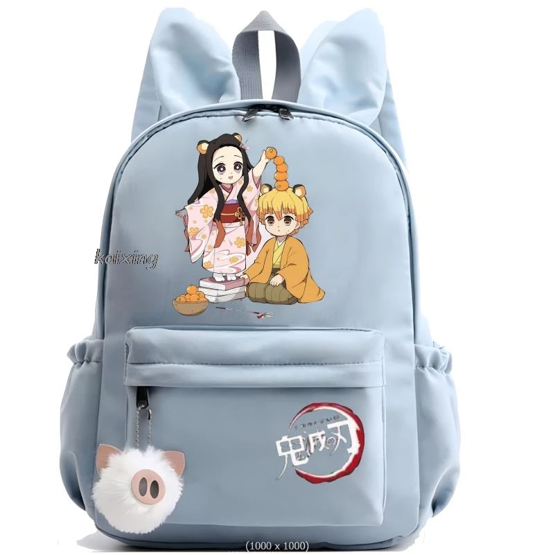 Ransel Anime Demon Slayer untuk anak laki-laki perempuan hilen tas sekolah kembali ke siswa Kawaii ransel tas ringan 3 warna