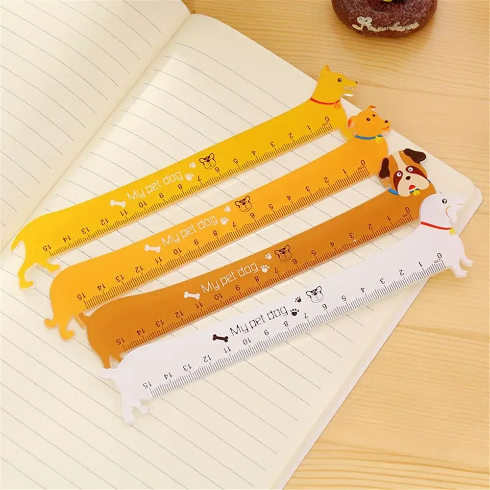 1 Pcs Kawaii Puppy Shape Ruler 15cm Math Measurement Drawing Tool Cute Learning Stationery Reading Bookmark Office Supplies