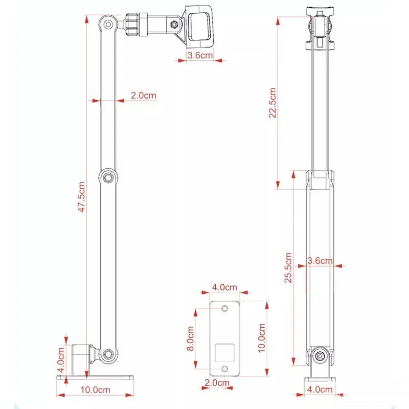 Microphone Boom Arm Stand Universal Rotation, Folding and Lifting Aluminum Alloy Wall-Mounted Bracket