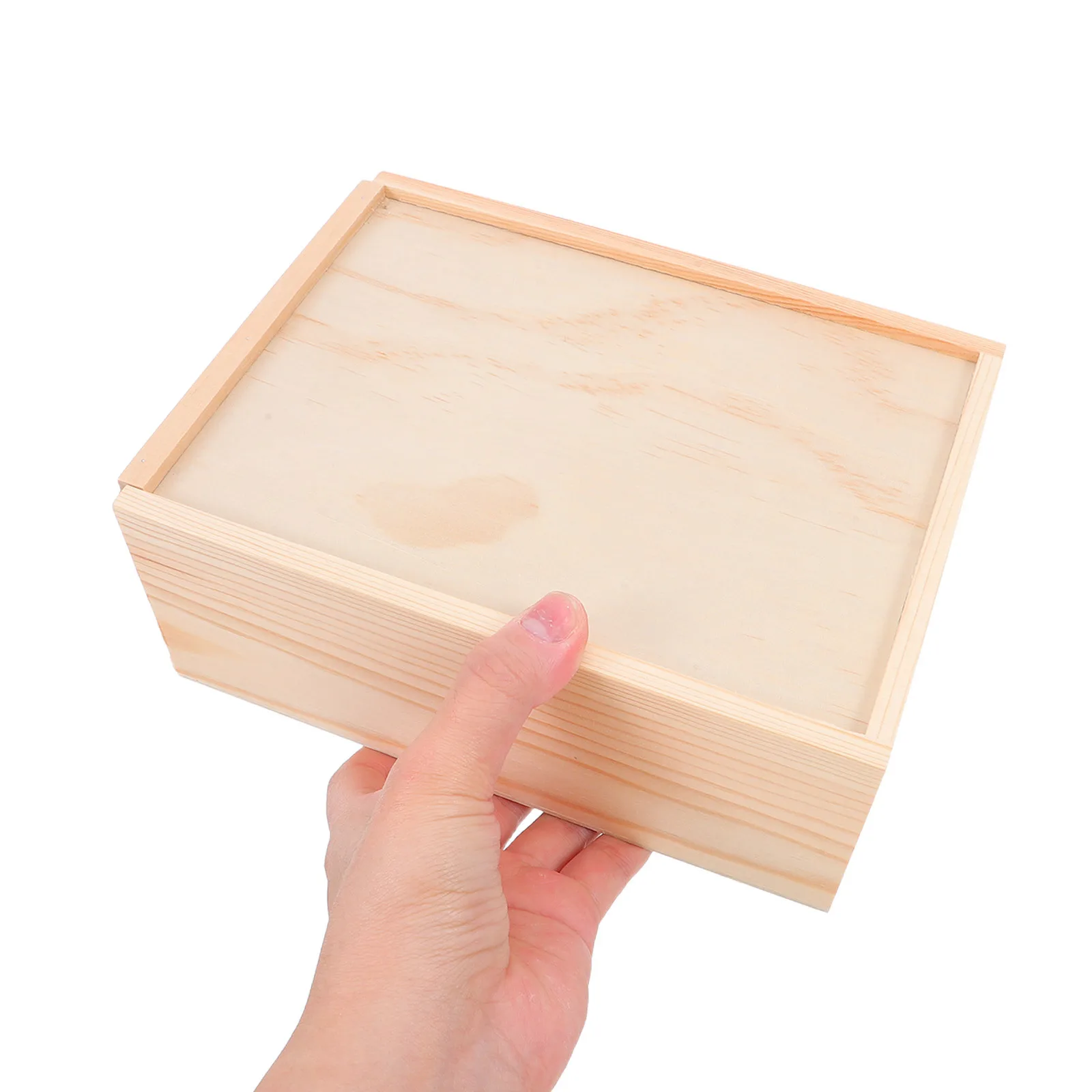 

Rustic Wood Keepsake Box with Smooth Slide Lid 7.86x5.89x3.14 Inch Farmhouse Style Storage Chest for Jewelry Crafts Photos