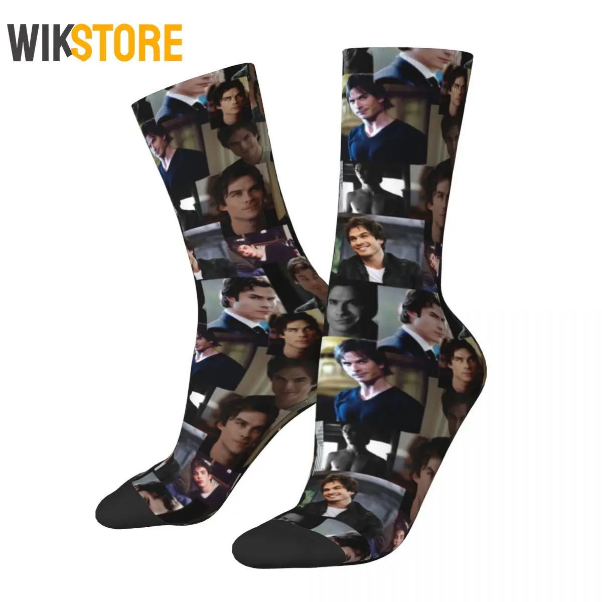 

Fashion Ian Somerhalder College Damon The Vampire Diaries Long Socks for Women Men Breathable Basketball Socks