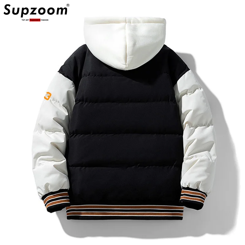 Supzoom New Arrival Casual Embroidery Mens Winter Trendy Fake Two-piece Hooded Bread Suit Couple Cotton-padded Jackets And Coats