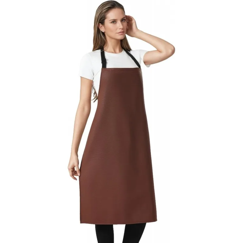 

Dishwashing Waterproof Apron - Matte Black PU Leather, Oil-Resistant, Flannel Lined, Unisex, Size 35.4 Inches × 27.5 Inches, Random Color