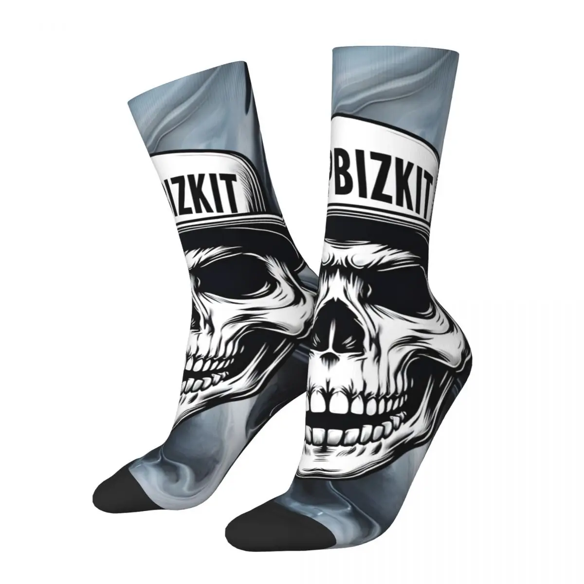 Crazy compression Skull Sock for Men Harajuku Limp Bizkit Seamless Pattern Crew Sock Novelty