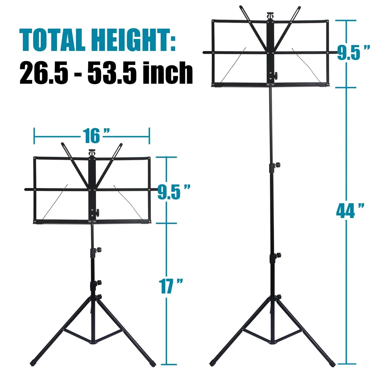 Music Stand 2 in 1 Dual Use Folding Sheet Music Stand Desktop Book Stand Portable and Lightweight