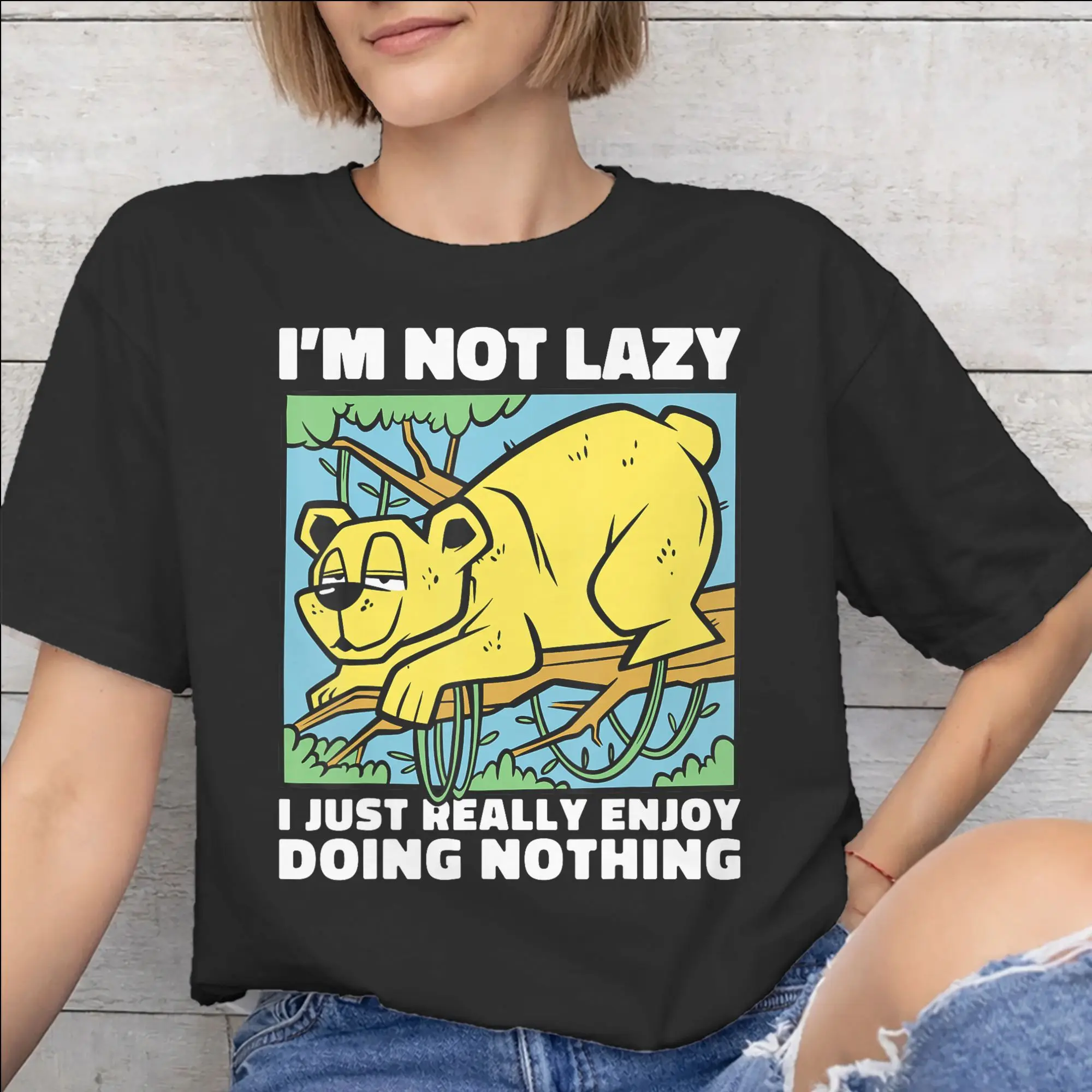 Men Women I'm Not Lazy I Just Really Enjoy Doing Nothing T Shirt 100% Cotton Graphic Print Tee Shirts  Top Clothing