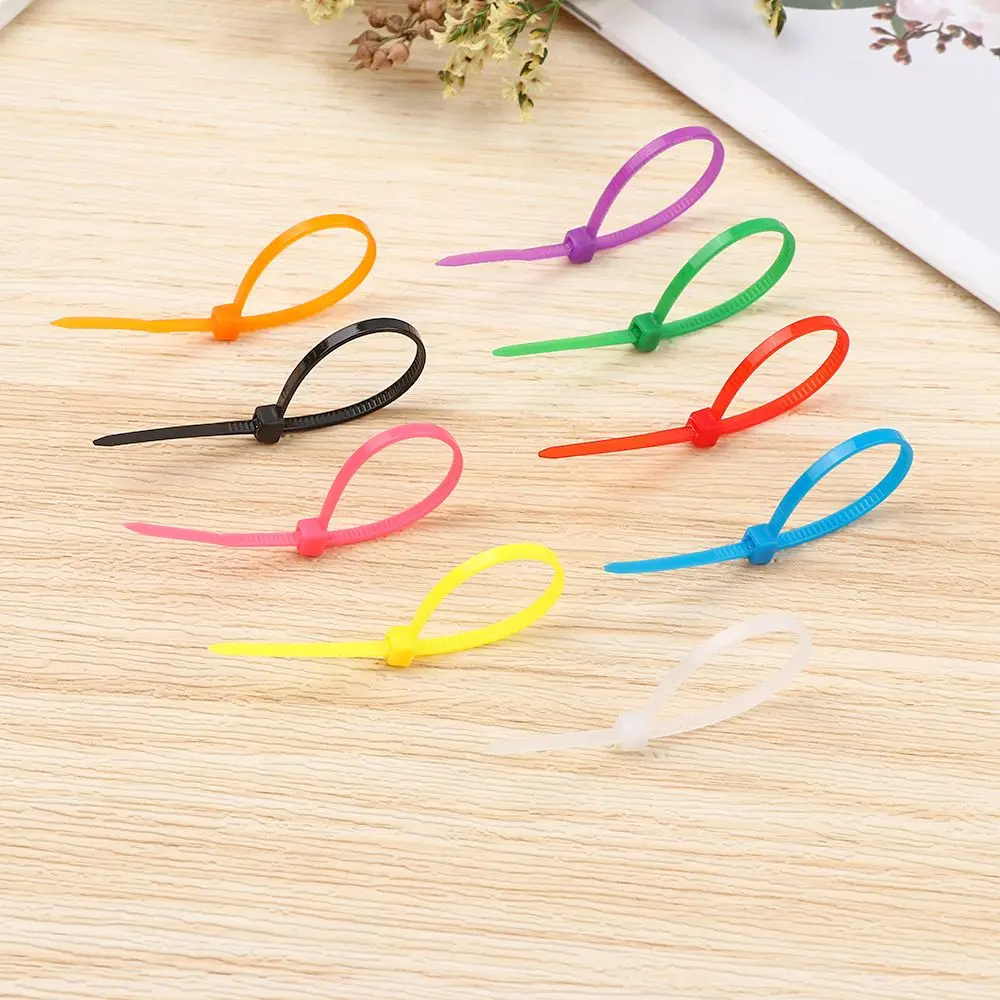 100pcs/pack Durable Line Finishing Cord Strap Self-Locking Zip Cable Ties Nylon Wire Bundled