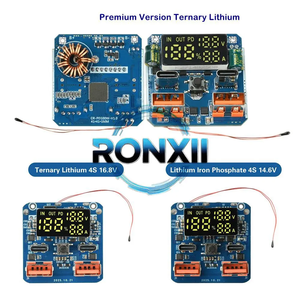 

4S PD100W Fast Charging Module 20V 5A Integrated Charging&Discharging Buck-boost High-power Output Bidirectional Charging Board