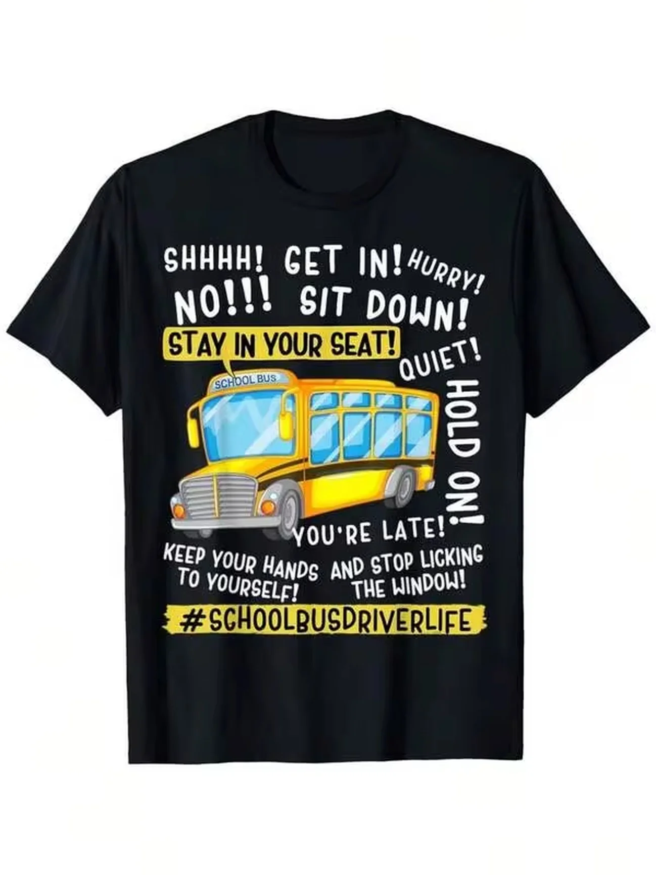 T-shirt 100 % coton pour conducteur de bus scolaire, manches courtes, pour garçons et filles, toutes saisons, décontracté, taille S-XXXL, disponible en magasin local, livraison rapide, coton doux et confortable, idéal pour Pâques, Halloween, Thanksgiving, etc.