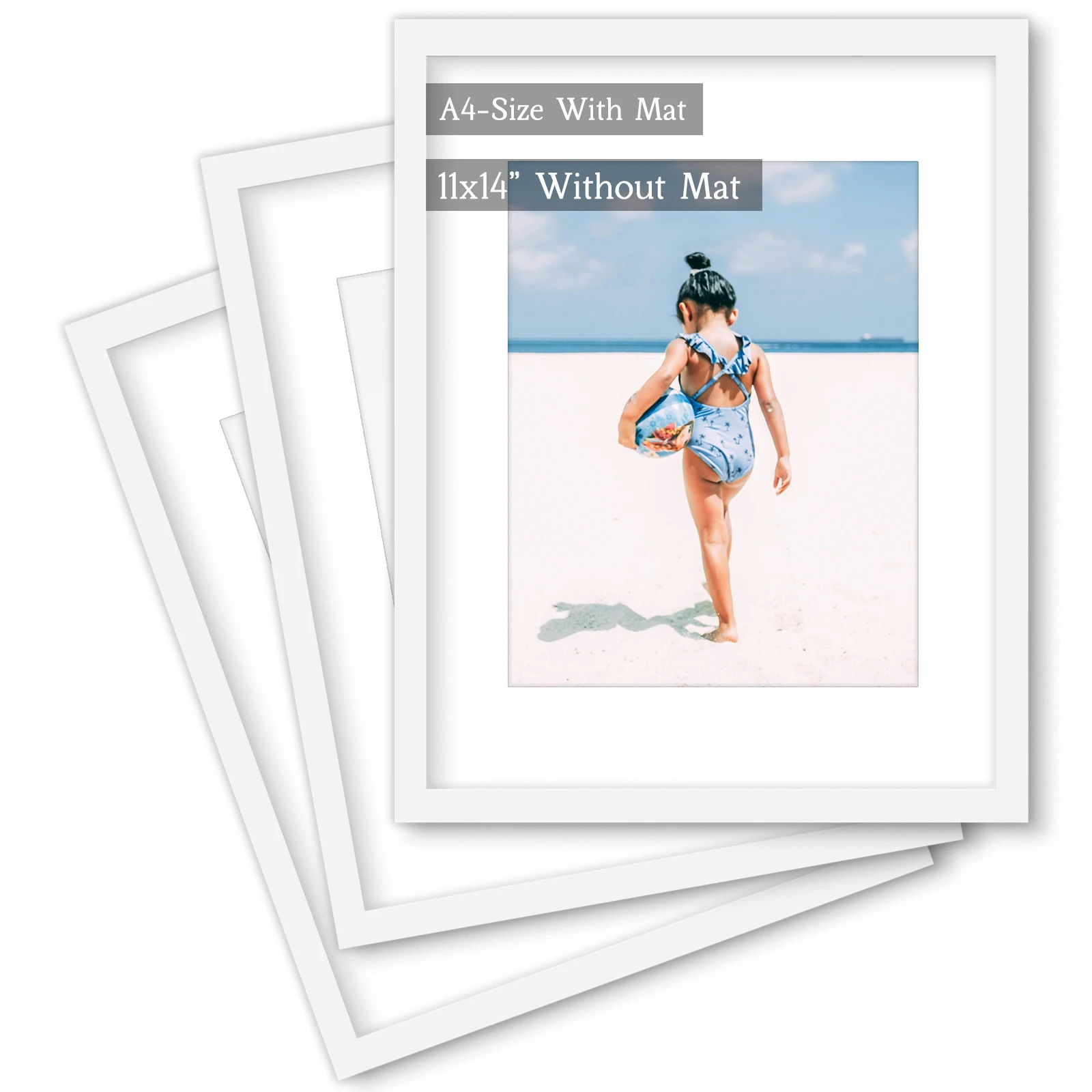 1/3pcs 11x14 Inch Minimalist White Picture Frame For Wall: Display Photos A4-Size With Mat Or 11x14 Without Mat, Easy To Match