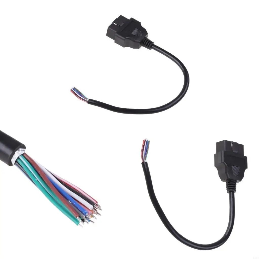 F1CF 30cm OBDII Extension Male Plug Connector Opening Cable Connector For ELM327
