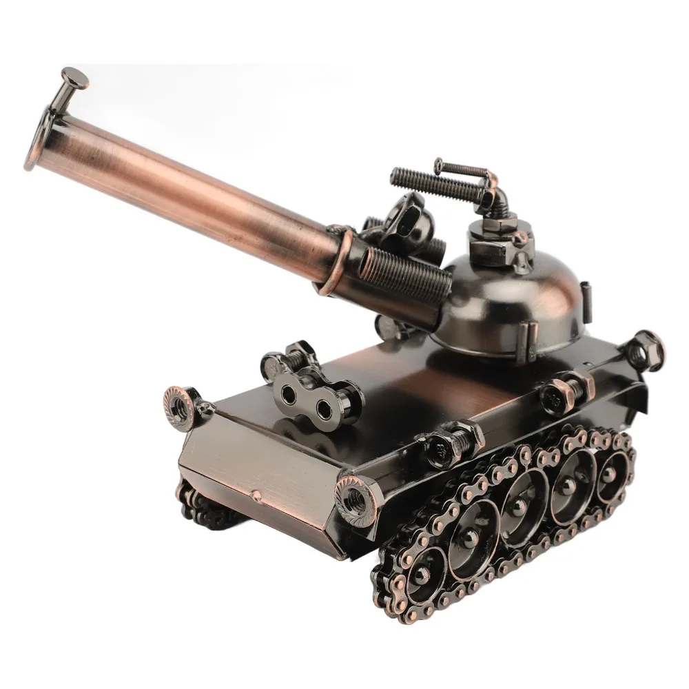 Metal Tank Model Sculpture Bronze Retro Iron Art Tank Ornament High Simulation Handcrafted Tank Decoration For Desk Display