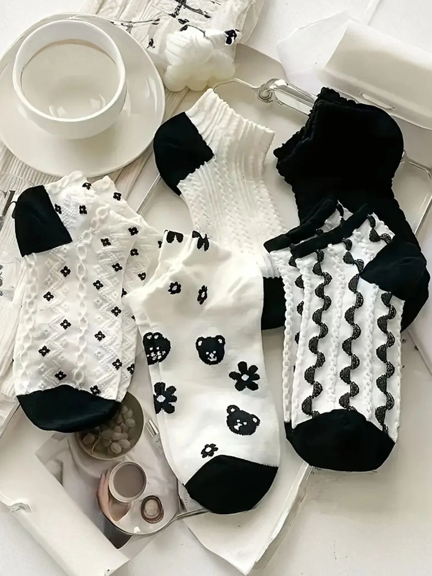 

5/10 Pairs Women's Female Accsesories Socks Ankle Socks Boot Clothes Y2K Cute Sports Funny Shoes lady Valentine’s Day