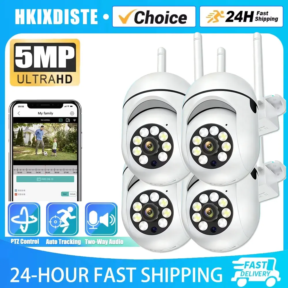 Mini 5MP CCTV WLAN PTZ Kamera Drahtlose Sicherheitsüberwachungskameras für Außenbereich mit Nachtsicht, KI-gestützter Smart Tracking und Zwei-Wege-Audio