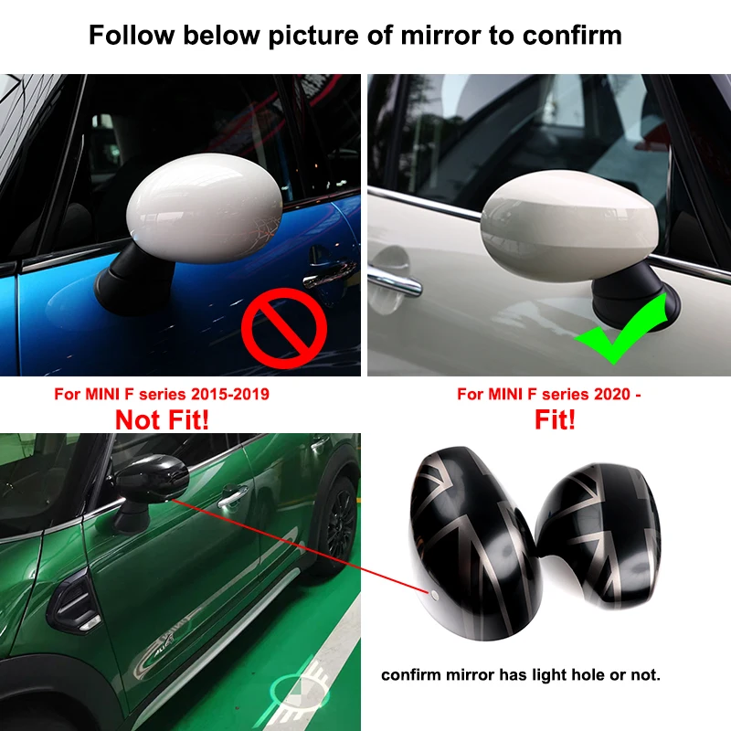 Car Door Side Rearview Mirror Covers For Mini Cooper S JCW F54 F55 F56 F57 F60 Countryman 2020 2021 2022 2023 2024 Accessories