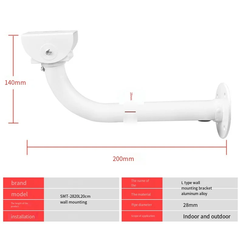 Surveillance Camera Bracket L Type Wall Mounted Outdoor Aluminum Alloy Bracket Camera Bracket