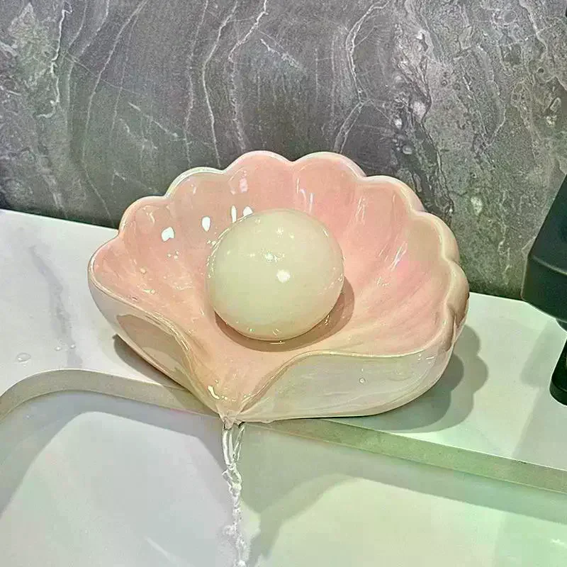 Shell Shape Drain Soap Dish Holder Creative Home Soap Dishes Jewelry Boxes Storage Box Bathroom Accessories 1PC
