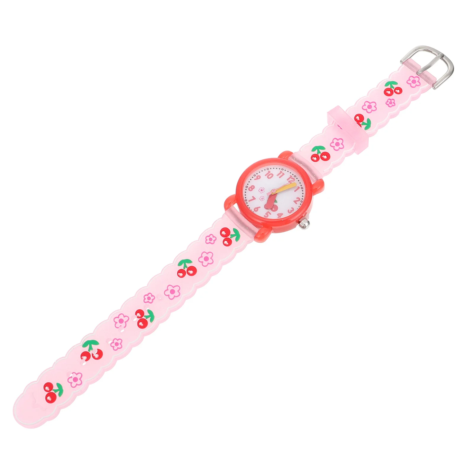1 Uds. Reloj para estudiantes con dibujos animados, resistente al agua, patrón de flor de cerezo de cuarzo para niños, cómoda banda ajustable de silicona