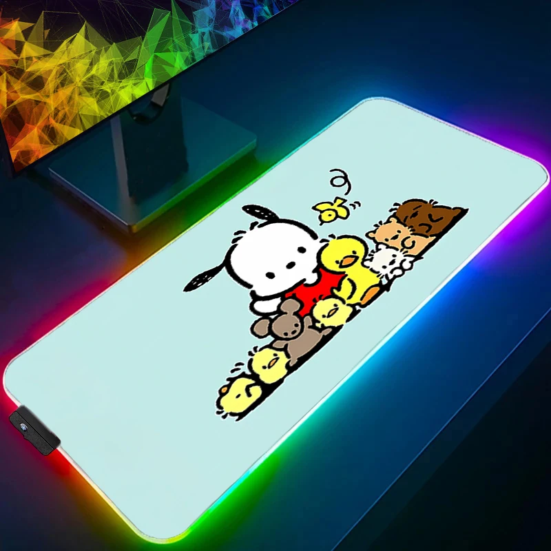 RGB Mouse Pad Pochacco Anime Office Laptop Gaming Accessories LED Keyboard Desk Mat Gamer Carpet Mousepad Backlight Mouse Mats