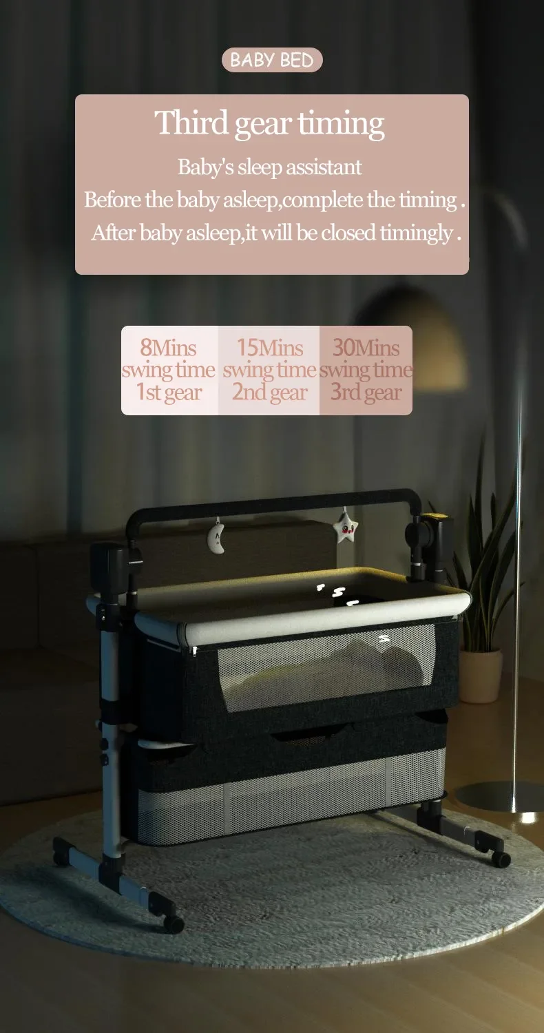 Electric Baby Crib with Bluetooth Portable Baby Bed with Mosquito Net New Travel Foldable Infant Crib Hammock for Baby Swing