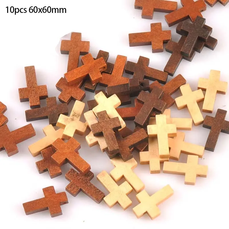 50pcs Natural wood cross Pendant Jewelry Findings fashion Charms Handmade Necklace Accessories mt2575