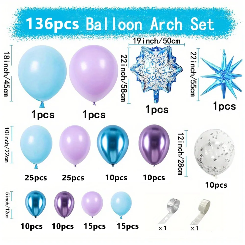 136pcsSnowflake Balloon Arch set Perfect for Winter Wonderland themed parties ideal for wedding birthdayanniversary celebrations