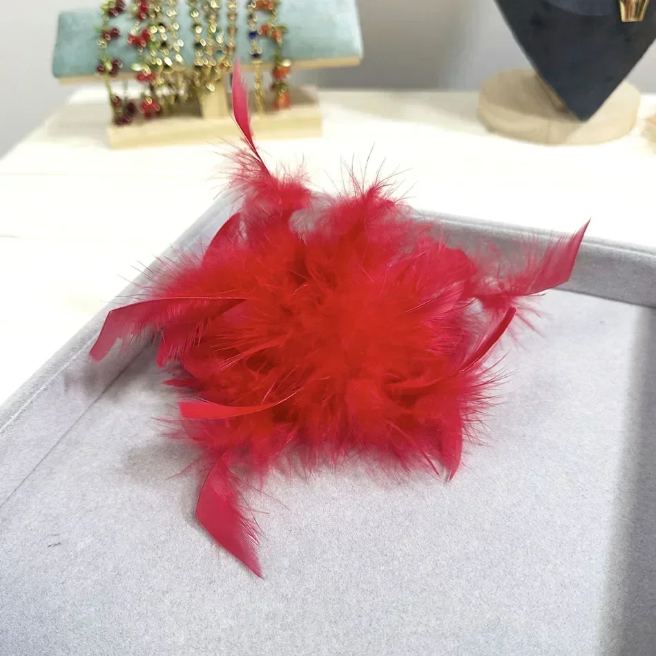 Suqi European and American Retro Large Feather High-end Women\'s Brooch Chest Flower Pin Natural Dress Hat Decoration Corsage