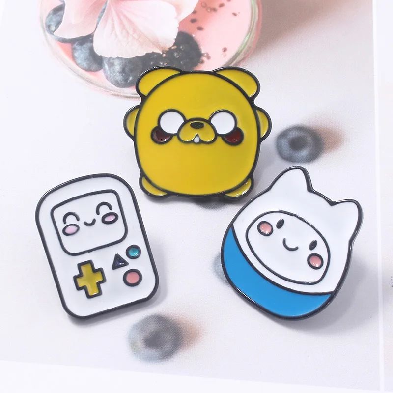 Creative Adventure Time Pins Brooch Cartoon Funny Cup Finn Princess Jack BMO Badge Brooch Backpack Bag Accessories Jewelry