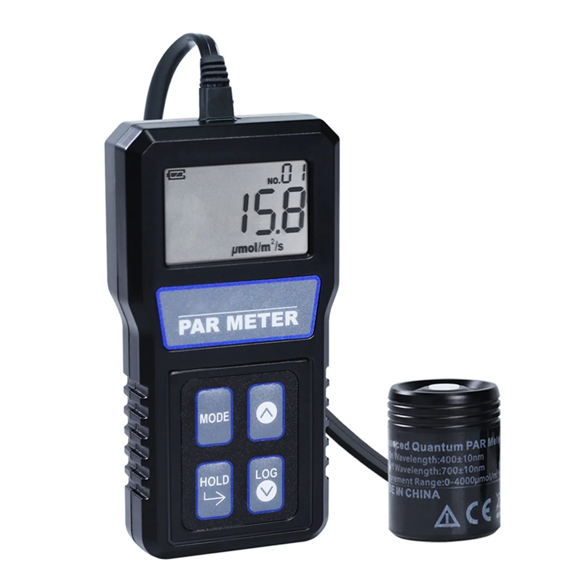 ABKM Digital PAR Meter IP68 Waterproof Probe Full Spectrum Quantum Sensor Photosynthetic Activity for Plant PPFD Tester