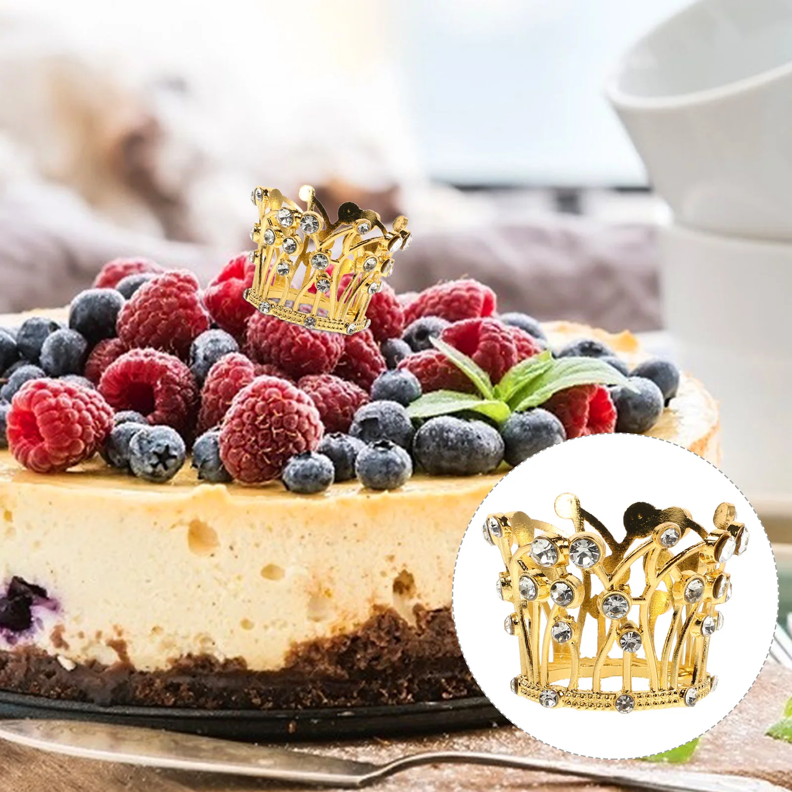 

Mini Crown Cake Topper Crystal Rhinestones Birthday Crown For Flower Bouquets Party Decorations Vintage Topper