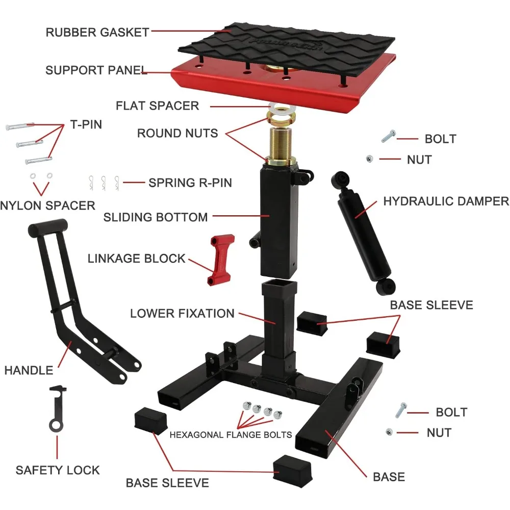 Hydraulic Motorcycle Lift Stand - Portable Aluminum Low Profile Jack with 1200 lbs Capacity for Pit Bikes