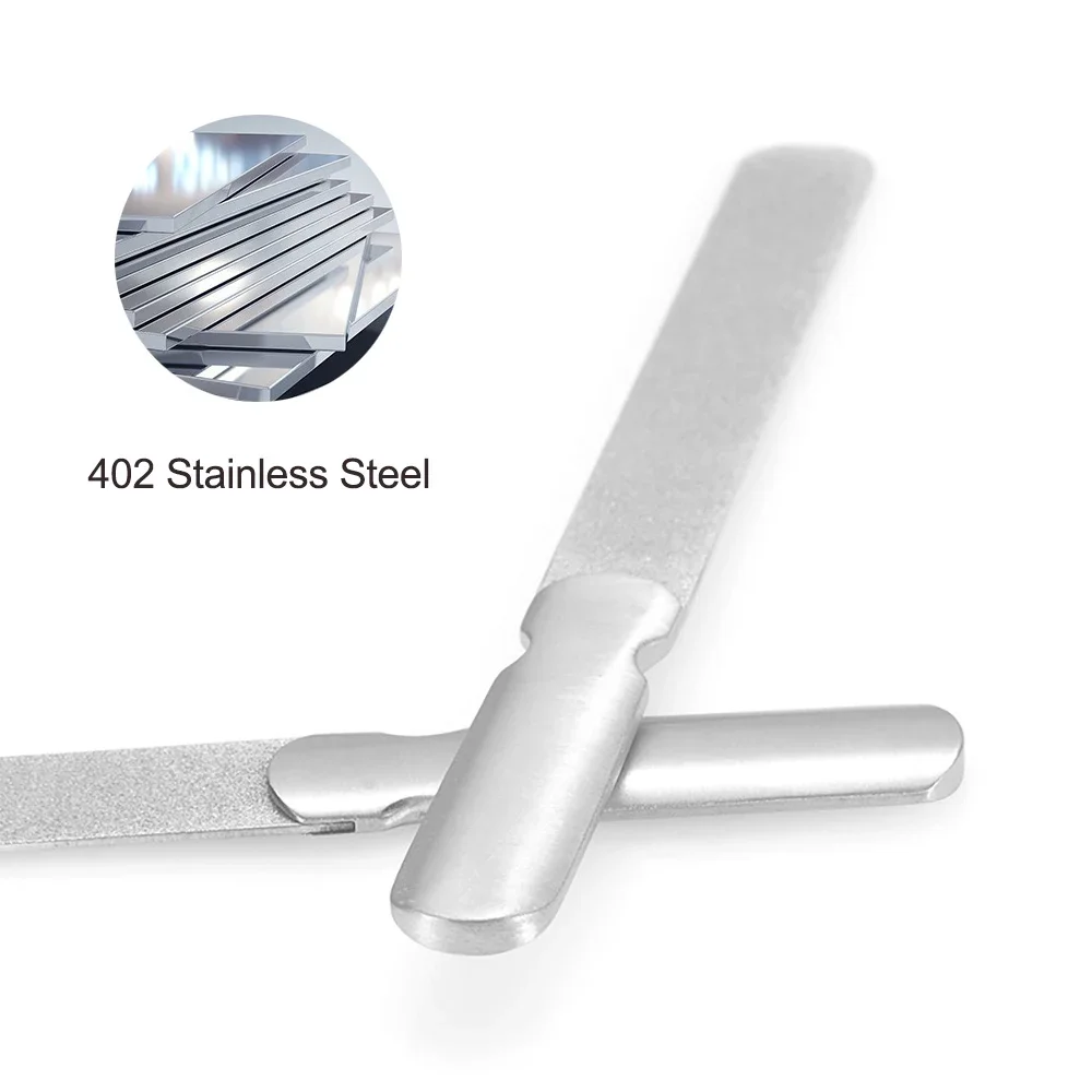 1 ชิ้นสแตนเลสสตีลคู่ด้านข้างเล็บแฟ้มทําเล็บมือเล็บเท้าโลหะแฟ้ม Polish Remover บัฟเฟอร์ Professional Finger Toe Care เครื่องมือ