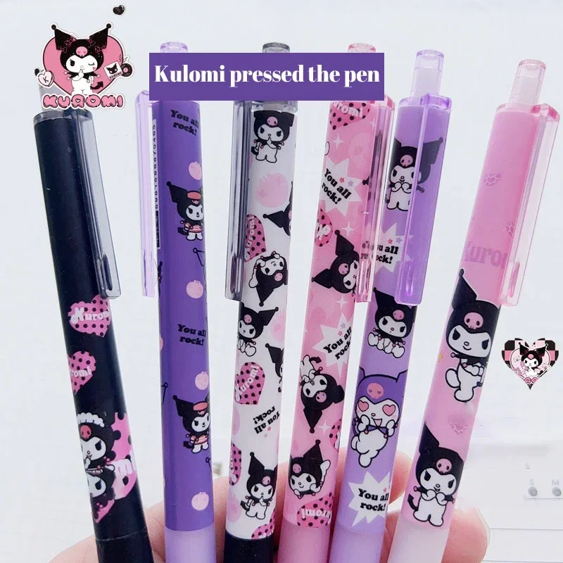 Sanrio Gel Pen 12pcs Kawaii Hello Kitty Strawberry Cinnamoroll Kuromi Melody Student Stationery Write Pens 0.5 Black Exam Pen