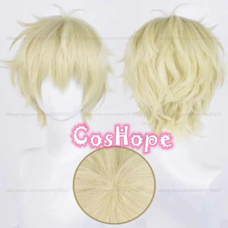 Shima Sosuke Cosplay Wig 30cm Short Pale Gold Wig Cosplay Anime Cosplay Wigs Heat Resistant Synthetic Wigs