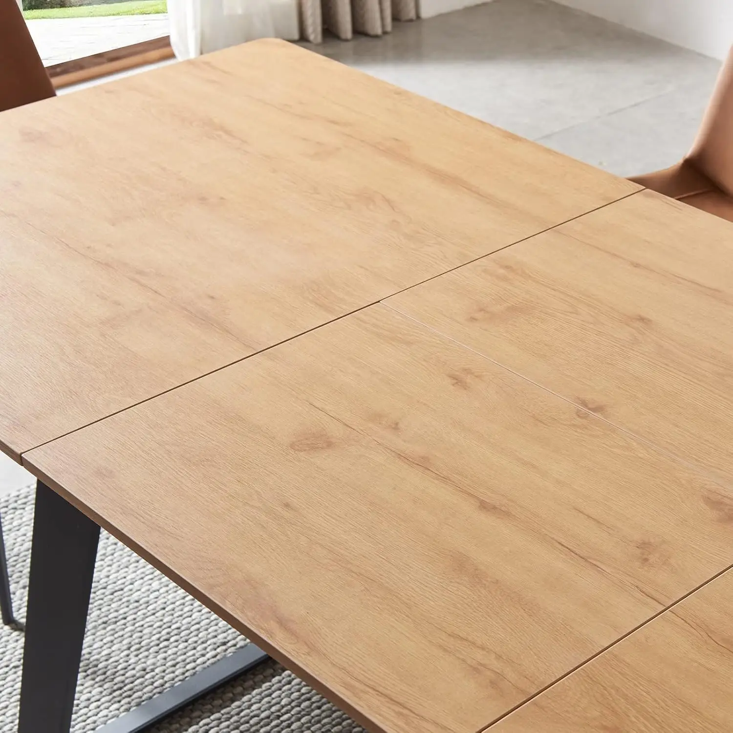 Moderne eettafel uit het midden van de eeuw Eettafel en stoelen Rechthoekige houten eettafel uitbreidbaar