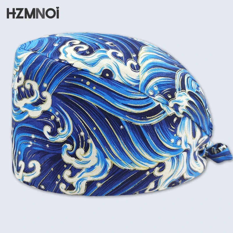 Cartoon Printed Women's Surgical Cap, 100% Pure Cotton Dental Cap, Beauty Salon Breathing and Cleaning Cap, Laboratory Work Cap