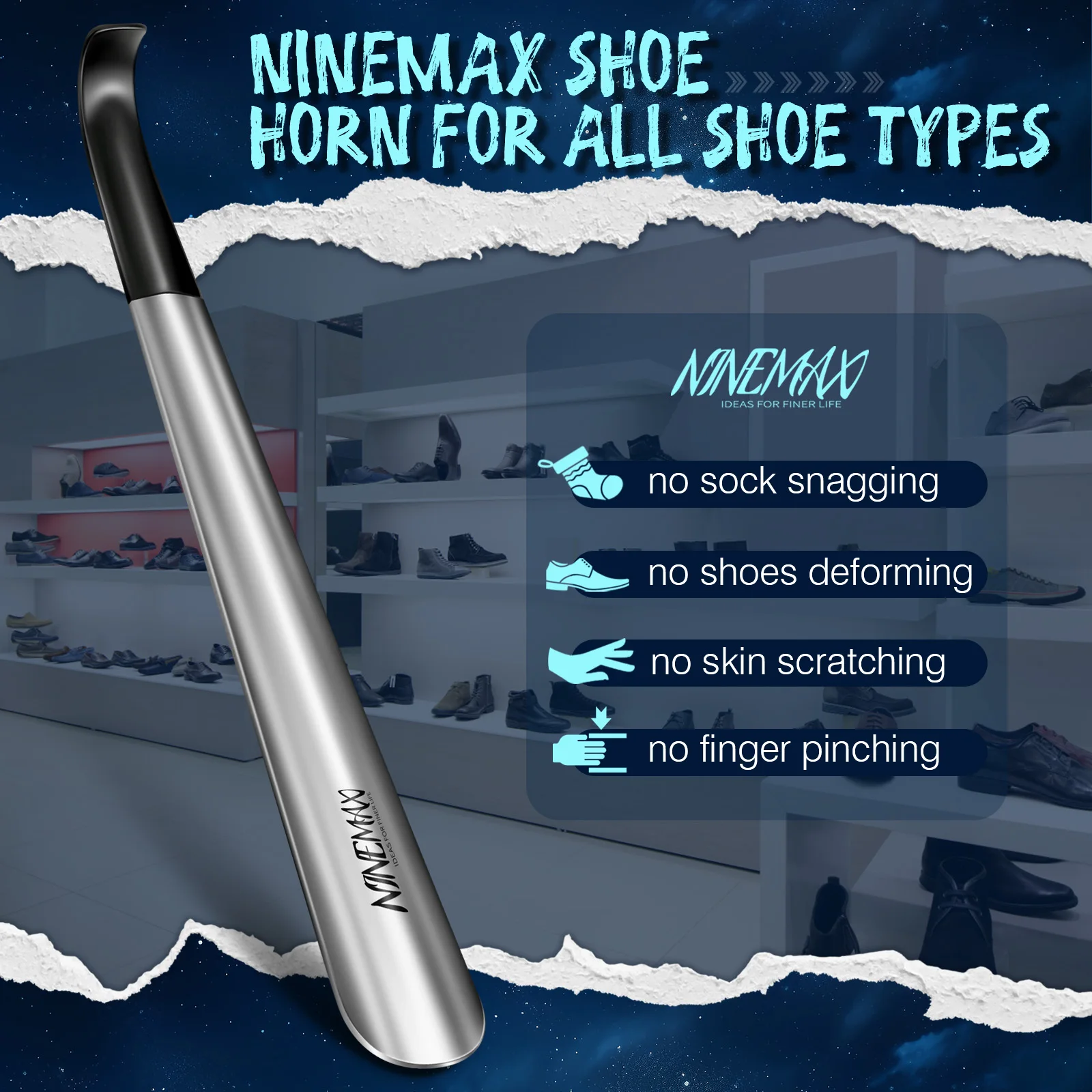 โลหะฮอร์นรองเท้ายาวผู้ชายผู้หญิงยาวแตรรองเท้าทนทานรองเท้ายืดหยุ่นยาวพิเศษรองเท้า Lifter 2 ชิ้น