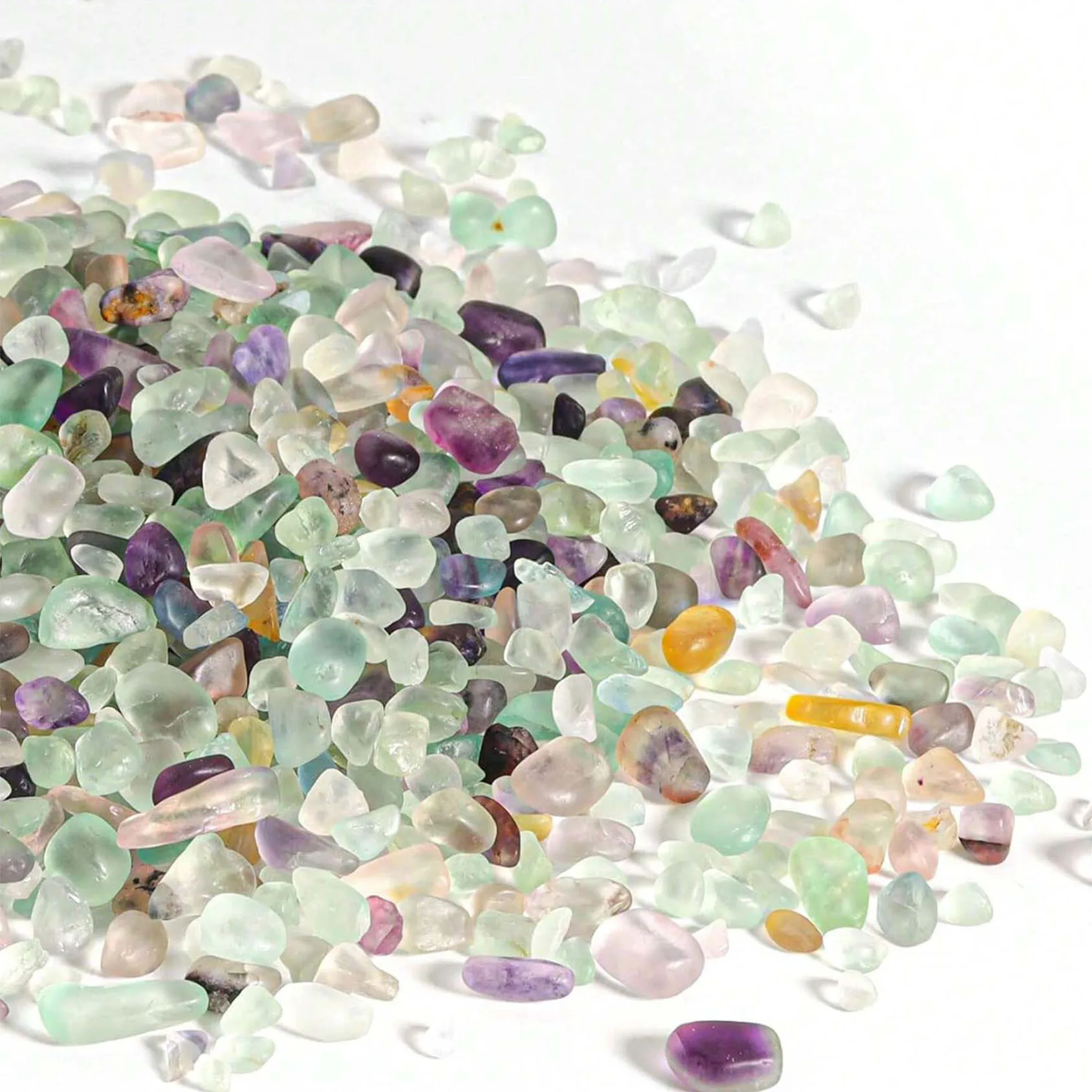 Crystal Chips Stone Crushed Quartz Glass  - Fluorite Tumbled Gravel Small Decorative Pebbles Bulk,Vases Filler, Succulent Plants view 3