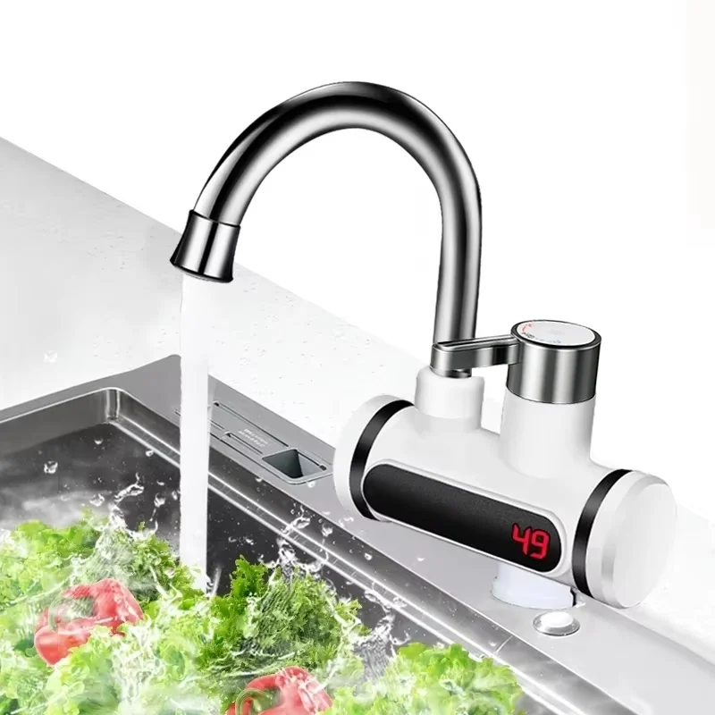 saengQ Electric Water Heater 220V Kitchen Faucet Tankless Instant Heating Water Tap Flowing Heated Mixer Digital Display