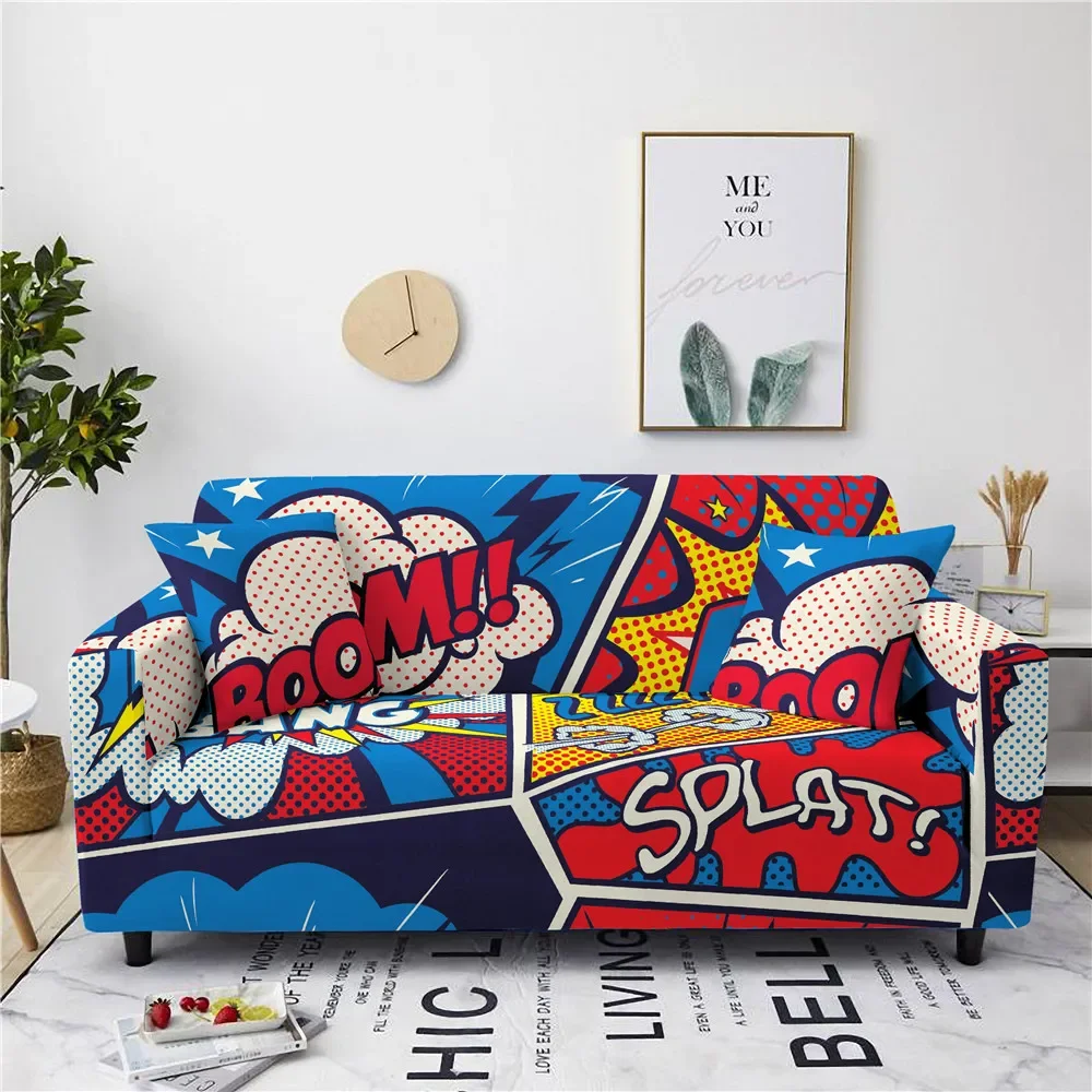 Cartoon Funnily Elastic Sofa Cover for Living Room All Inclusive Stretch L Shape Couch Cover Sofa 1/2/3/4Seater Sofa Fundas