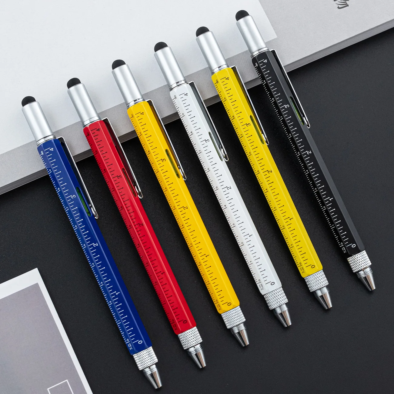 Multifunctional Pen  Measure Technical Ruler 4cm  Metal Ballpoint Pens  Screwdriver Tool  Writing Supplies Office Supplies