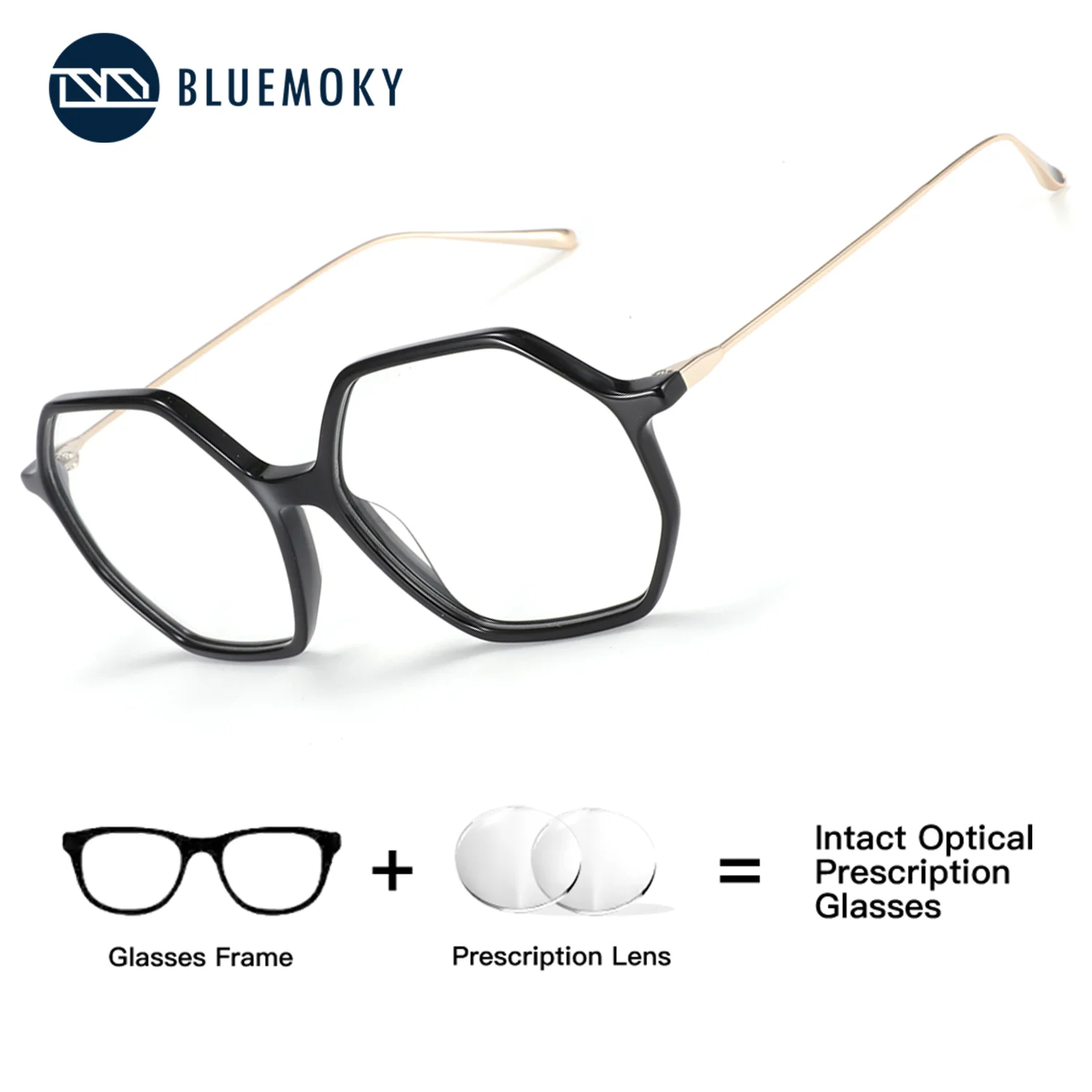 

BLUEMOKY Polygon Square Prescription Glasses For Men Women In Acetate Featuring Photochromic And Anti Blue Ray Lenses